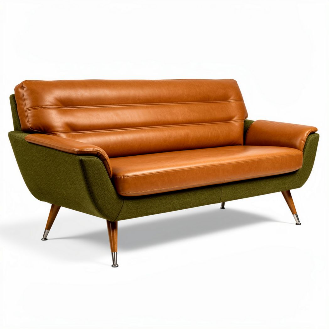 Sofa do wypoczynku w salonie z tkaniny i skóry -180 x 80 x 90cm