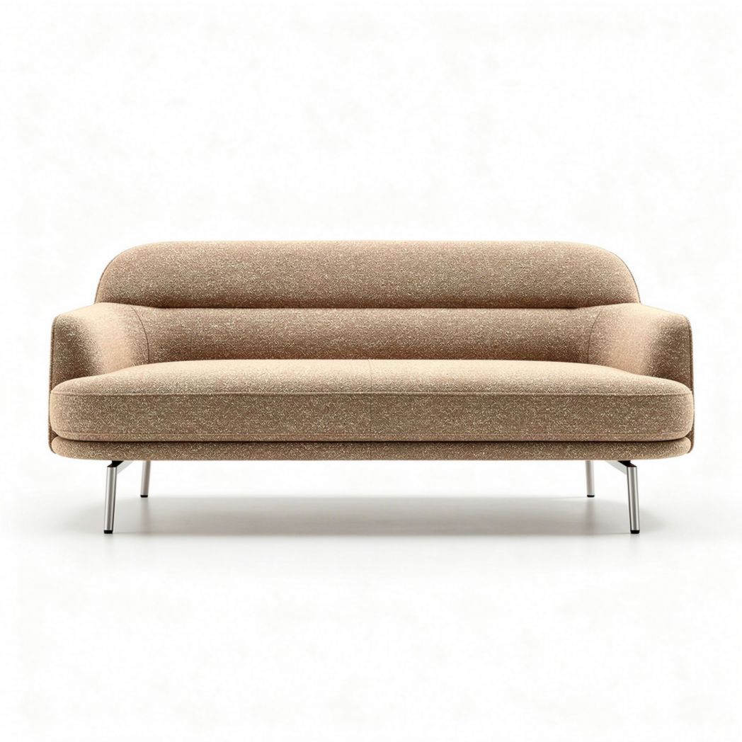 Sofa tapicerowana w kolorze brązowym do salonu z tkaniny - 150 x 80 x 75cm